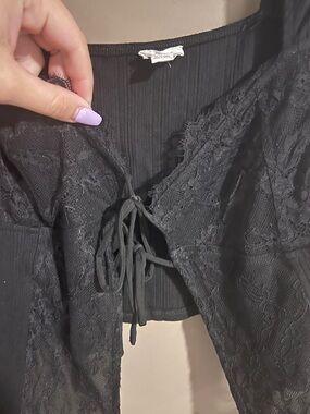 Garage Black Ribbed Square Neck Cami